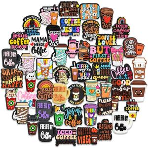 Silicone Coffee Focal Beads Bulk 50PCS Different Coffee Focal Beads for Pens/Necklace/Keychains/Bracelets Women Teens Gifts