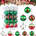 Christmas Ornaments Balls - 30 Pcs 2.4 Inch Shatterproof Plastic Christmas Balls Sets, Red Green & White Small Christmas Tree Ball Hanging Ornaments for Holiday Wreath Party Christmas Tree Decor (D)