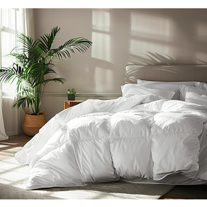 Serta Goose Feather Down Fiber Comforter Queen Size - 100% Cotton Cover Duvet Insert - Hotel Luxury Hypoallergenic Bedding Comforter All Season Medium Warmth 90 x 90 Inch White