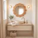 Sintuff Boho Wall Mirror Decorative, Handwoven Water Hyacinth, 24 Inch