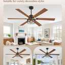 60 Inch Farmhouse Ceiling Fan with Lights and Remote,Black