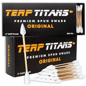 TerpTitans Original – Bamboo Cotton Swabs | Dual-Tip: Spiral for Maximum Absorption & Fine Point for Pinpoint Precision | Extra Strong, Lint-Free | 200 Count Box