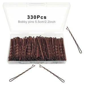 Bobby Pins Brown, 330 Count 2.2 Inch Hair Pins With Cute Box, Premium Bobby Pin For Kids, Girls And Women, Great For All Hair Types