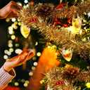 Christmas Garland with Bulbs Lights 6.6 Ft 10 LED Snow Globe String Lights for Christmas Tree Bulb Garland with Vintage Ornaments for Bedroom Table Party Decor Battery Operated(Gold)