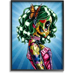 Stupell Industries Bold Style Detailed Tattooed Girl Green Hair Butterfly, Design by Nicholas Ivins (16L" x 20W")