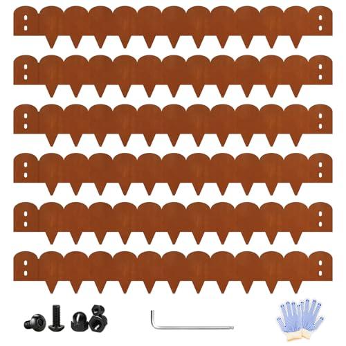 Cor-Ten Steel Landscape Edging – 8" Tall x 40" Long (6-Pack, 20FT Total) | Rustic Bendable Metal Garden Edging for Lawn, Yard & Patio | Heavy Duty Scalloped Edges – DIY Landscaping Edging