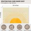 Boho Sunshine Washable Entry Rug, Mid Century Modern Abstract Sun Small Throw Rugs for Entryway Bedroom Bathroom Kitchen, Non-Slip Indoor Door Mat for Bedside Inside Front Door, 17x30 Inches