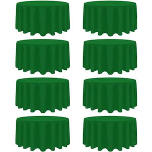 8 Pack Green Round Tablecloth 120 Inch Wrinkle Resistant Round Green Table Cloth Reusable and Washable Polyester Fabric Table Covers for St. Patrick's Day Buffet Wedding Party and Banquet