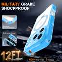 for iPhone 17 Pro Max Case with Magnetic Invisible Stand [Compatible with MagSafe] Military Drop Protection Shockproof Slim Translucent Skin-Touch Case Cover Light Blue