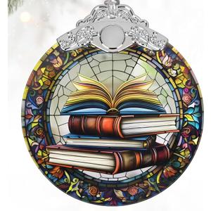 Book Lovers Gifts: Stained Glass Book Ornaments for Christmas Tree