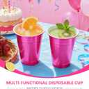 100 Count Metallic Pink Plastic Cups - 16 oz Disposable Plastic Party Cups for Easy Cleanup and Large Gatherings, Assorted Colors Cups for Birthdays, Parties, Christmas and Everyday