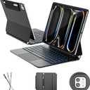for ipad Pro 13 inch Case with Keyboard (M5 2025 / M4 2024), Magic Keyboard with Pencil Buckle, 11 Colors Backlight, Stain-Resistant Surface, Multi-Touch Trackpad, Magnetic Stand, Black