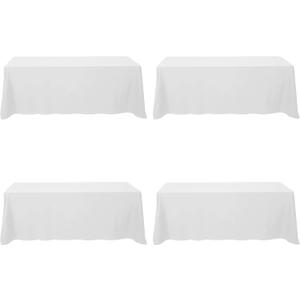 BRILLMAX 4 Pack White Tablecloths for 8 Foot Rectangle Tables 90 x 156 Inch - 8ft Rectangular Bulk Linen Polyester Fabric Washable Cloth Cover for Wedding Reception Banquet Birthday Party