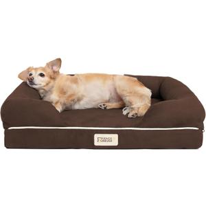 Friends Forever Orthopedic Dog Bed, Memory Foam Pet Sofa, Calming Dog Couch, Water Resistant Pet Bed, Washable Cover, Non-Slip Bottom, Chester, Cocoa Brown, 25" x 20" x 5.5"
