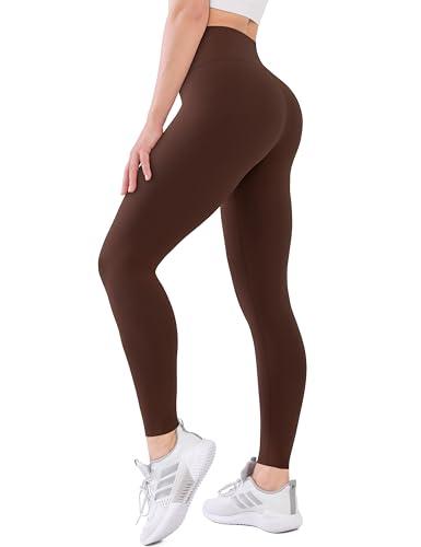 USAUPUP Leggings for Women Buttery Soft High Waisted Tummy Control Womens Yoga Legging Pants Coffee, Medium