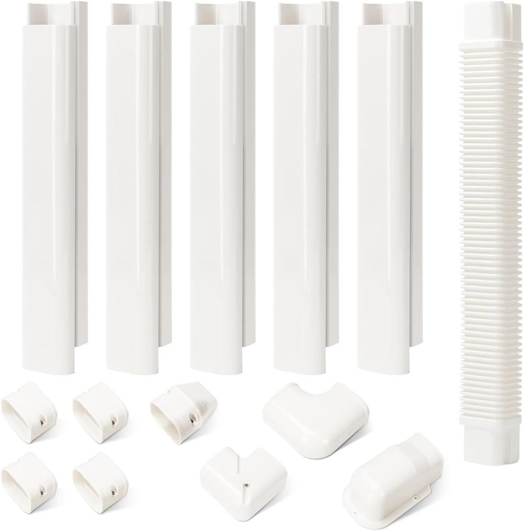 HOXHA 3" W 10Ft L Mini Split Line Set Cover Kit Air Conditioners Decorative PVC Slim Line Cover for Central AC & Heat Pumps Systems Tubing Cover HOXHA 3" W 10Ft L Mini Split Line Set Cover Kit Air Conditioners Decorative PVC Slim Line Cover for Central AC & Heat Pumps Systems Tubing Cover