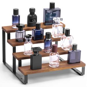 Wooden Cologne Organizer For Men, 4 Tiers Cologne Stand Shelf, Perfume Organizer Holder, Fragance Display Storage Rack, Gift For Men