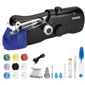 Handheld Sewing Machine for Beginners, Mini Sewing Machine for Adults Quick Stitching with Sewing Supplies Suitable for Clothes, Jeans, DIY, Home, Travel (Black)