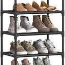 SONGMICS Shoe Rack, 10 Tier Shoe Shelf, Shoe Storage Organizer, Space-Saving, 11 x 17.7 x 68.1 Inches, Metal Frame, Non-Woven Fabric Shelves, for Entryway, Bedroom, Black ULSH010B02