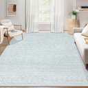 Area Rug for Living Room 6x9: Large Washable Boho Moroccan Rugs Geometric Neutral Rug, Non-Slip Foldable Morden Farmhouse Indoor Floor Carpet for Bedroom Dining Table Home(Modern Grey,6'x9')