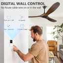Eliora Ceiling Fan without Light, 60 Inch Wood Ceiling Fan no Light with Remote Wall Switch, Outdoor Fan for Patio, Porch, Bedroom, 6 Speed, Quiet DC Motor, ETL Listed-Deep Walnut