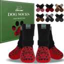 EXPAWLORER Anti Slip Dog Socks to Prevent Licking Paws - Dog Shoes for Hot Pavement, Dog Boots & Paw Protectors, Dog Booties for Hardwood Floors, Small Medium Large Senior Dogs (X-Small(Paw Width:1.8in, Red)