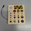 LED Busy Board, Wooden Sensory Toys for Toddler, Montessori Music Toy for Airplane, Travel Activity Educational Learning Toy, Busy Light Switch Autism Toys, Birthday Boys Girls Gifts