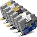 Labelwell 6-Pack Compatible TZe Label Tape 12mm 0.47 Inch Laminated Multi-Color TZ TZe-231 234 335 831 931 MQ835 TZe231 for PT-H110 D200 D210 D220 Label Maker, White/Gold/Sliver/Black