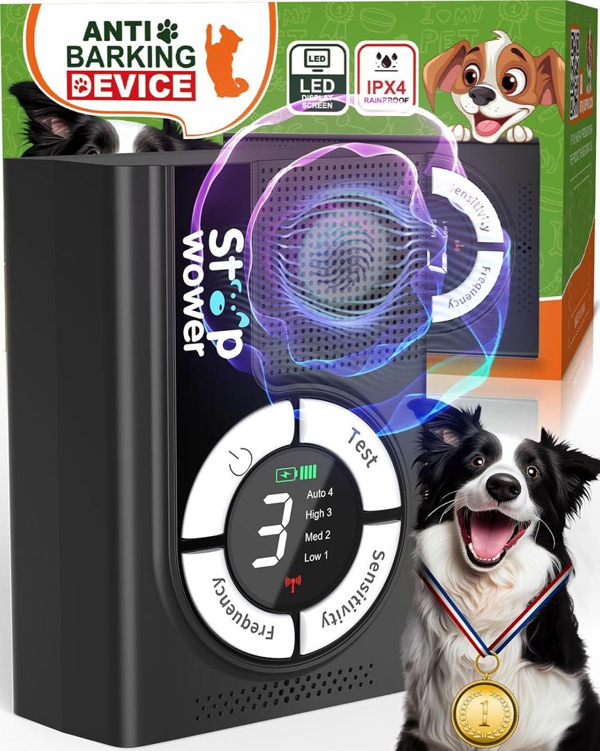 1500 mAh Rechargeable Anti Barking Device for Dogs Indoor Up to 50 Ft Range, 9 Modes Dog Bark Deterrent Devices Dog Training & Behavior Aids, Dog Barking Control Safe for Dogs (5.43 x 2.75 x 4.17 inches)