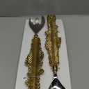 GUTE Gold Leaf Salad Servers Brass & Stainless Steel, Fork & Spoon Set Leaf Design, Two Tone Ideal for Weddings, Dinner, Elegant Flatware, Housewarming, Stainless Steel Mirror Polished