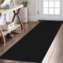 KOZYFLY Washable Runner Rug 2x6 Ft Runners for Hallways Non Slip Kitchen Runner Rugs Braided Cotton Entryway Runner Indoor, Carpet Runners for Hallway Kitchen Entryway Bedroom, Black