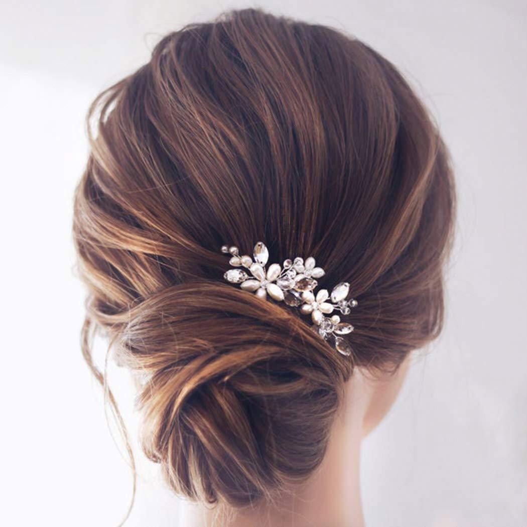 JAKAWIN Pearl Hair Accessories Bridal Hair Clip for Wedding Decorative Hair Pins Women HP065 (Silver)