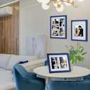 Collage Picture Frame, Double 5x7 Picture Frame with Mat, Fits 8.5X11 or Two 5x7 Photos, Tempered Glass, for Tabletop or Wall Mount-Navy Blue
