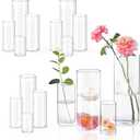 16 PCS Clear Cylinder Vases for Centerpieces | 4, 6, 8,10 Inch Tall Flower Vase for Wedding Decorations, Clear Floating Candle Vases in Bulk, Hurricane Candle Holdersfor Table, Home Dcor