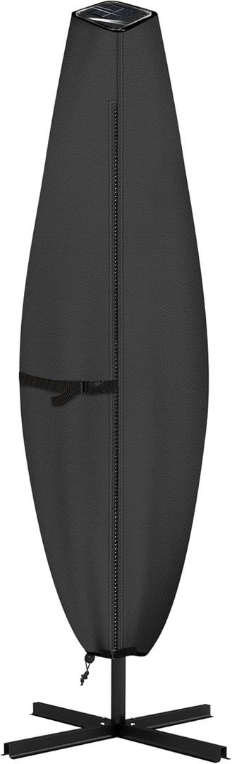 ULTCOVER Patio Parasol 600D Waterproof Clear Top Outdoor Umbrella Cover - Fits Solar Umbrella 8-11 Feet, Black