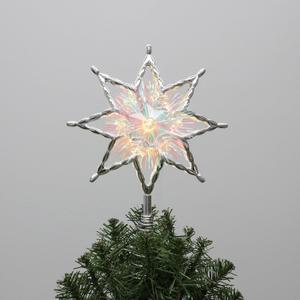 Philips 11.25" Silver Star Treetopper with Iridescent Tinsel - 3 Light Functions with Control Box and Coil - 10 Bicolor Microdot LEDs - 72" Lead-in