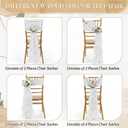 Moukeren 12 Packs Wedding Chair Sashes Aisle Decoration Church Pew Decorations for Wedding Tulle Tutu Chair Covers with Artificial Flowers Ribbon for Ceremony Bridal Party Baby Shower Banquet(White)