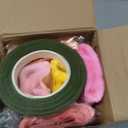Gersoniel 57 Pcs Crepe Paper Flower DIY Kits 6 Rolls 35g Papel Crepe Sheets 50 Pcs Floral Iron Wire 10 Inch x 8 Feet 1 Roll 50 Meter for Birthday Party Wedding(Pink and Yellow Series)