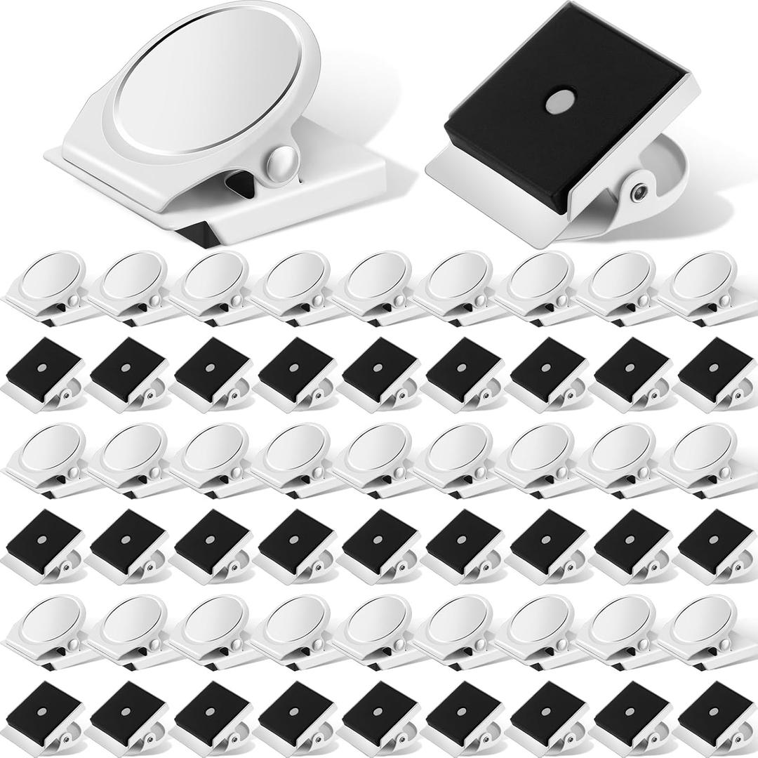 Tenceur 54 Pcs Metal Magnetic Clips Heavy Duty Refrigerator Whiteboard Magnet Clip for Office Classroom Teacher School Locker Supplies(White) (White)