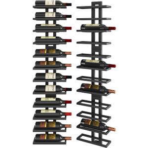 IBUYKE Wall Mounted Wine Rack 12 Bottle,Metal Wine Bottle Holder for Wine Bottles, Liquor, Champagne,DIY Wall Wine Rack for Home Bar Storage and Display,Black,UTMJ909B