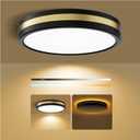 13 Inch Flush Mount Ceiling Light with Night Light, 5CCT Modern Black Gold LED Ceiling Light Fixture, 25W 2500LM 2700K-6500K Adjustable, Dimmable Light Fixtures Ceiling Mount for Bedroom Hallway, ETL