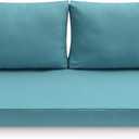 Outdoor Loveseat Cushions, 48 x 24 x 4 Inches Waterproof Fade Resistant Cushion Set for Couch, Bench and Swing (Lake Blue)