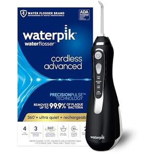 Waterpik Cordless Advanced 2.0 Water Flosser For Teeth, Gums, Braces, Dental Care With Travel Bag and 4 Tips, ADA Accepted, Rechargeable, Portable, and Waterproof, Black WP-582 