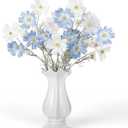 6 Pcs 23.6 Inch Light Blue White Artificial Flowers Cosmos for Vase,Blue Fake Flowers Artificial Silk Flower Arrangements with Stems for Wedding Bouquets Table Centerpieces Home Decor