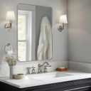ANDY STAR Chrome Mirror for Bathroom, 30x36 Metal Frame Wall Mirror with Rounded Corner, Modern Rectangle Bathroom Vanity Mirror with Polish Finish (36"L x 30"W)