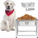 1.25 Gallon Elevated Large Dog Water Bowl, 10.23" Raised Stainless Steel Bowl for Medium Large Breed, Elevated Dog Water Bowl with Full Metal Stand, Easy to Clean and Assemble for Indoor Outdoor