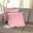 Scalloped Pillow Cover Pack of 2 Spring Chenille Decorative Throw Pillow Covers Cute Boho Couch Pillow Covers Aesthetic Funky Preppy Pillow Cases for Sofa Living Room (Blush Pink, 20x20 Inch)