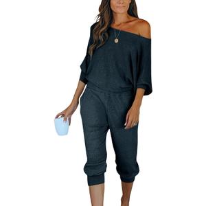 PRETTYGARDEN Two Piece Sets for Women 2026 Casual Ribbed Knit Off Shoulder Tops Lounge Pants Fall Tracksuits Winter Clothes