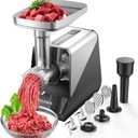 #8 Meat Grinder, [3200W Max] Electric Heavy Duty Sausage Stuff with 2 Stainless Steel Blades and 3 Grinding Plates, Sausage Tube & Kibbe Kit, for Commercial & Home Use (Silver)