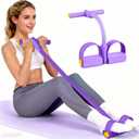Pedal Resistance Bands with Handles, Durable 6-Tubes Multifunction Pedal Resistance Band, Natural Rubber Foot Pedal Resistance Bands, Fitness Resistance Bands for Abdomen, Waist, Arm, Leg (Purple)